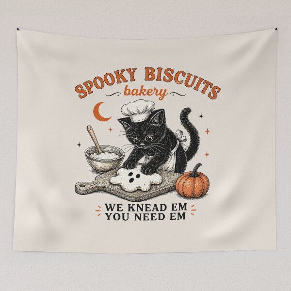 Item preview, Kitty Biscuits, Spooky Season, Black Cat Halloween Fall, Vintage Baking Pumpkin, Cat Lover Fall Gift designed and sold by Sprinkle12345.
