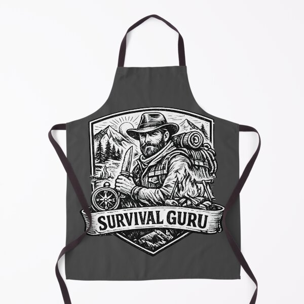 Item preview, Survival Guru – Retro Black & White Badge designed and sold by FilBlue.