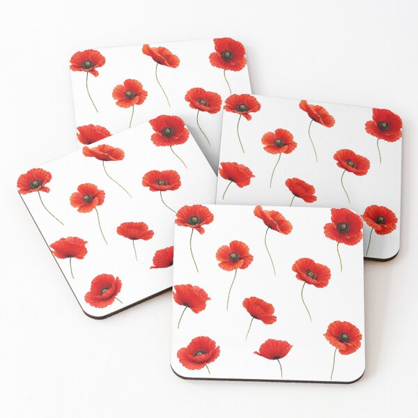Item preview, Red Poppy Flowers Botanical Floral Pattern designed and sold by PnrArtDesign.