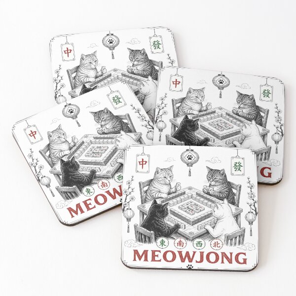 Item preview, Meowjong, Cats Playing Mahjong, Vintage Chinese Tile Game Gift, MahJong Player Present, Cat Mom, Game Lover designed and sold by Sprinkle12345.