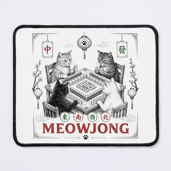 Item preview, Meowjong, Cats Playing Mahjong, Vintage Chinese Tile Game Gift, MahJong Player Present, Cat Mom, Game Lover designed and sold by Sprinkle12345.