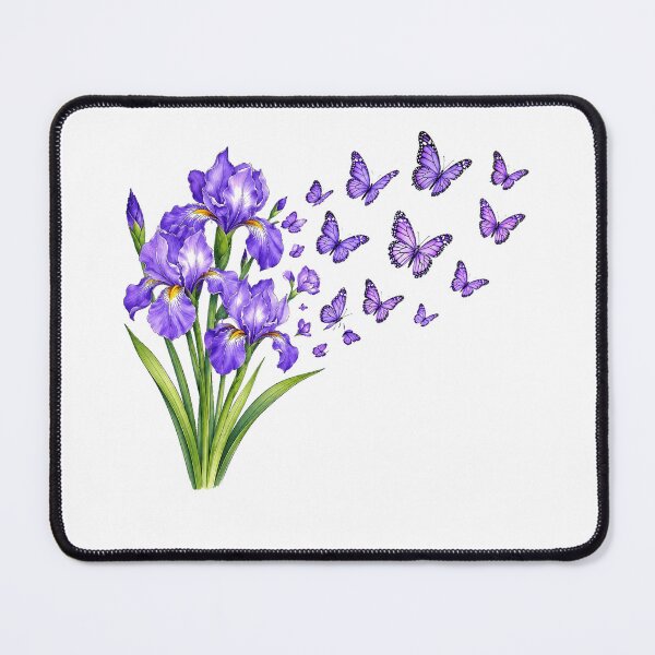 Item preview, Purple Iris Butterflies Botanical Floral Watercolor Nature designed and sold by Moizento.
