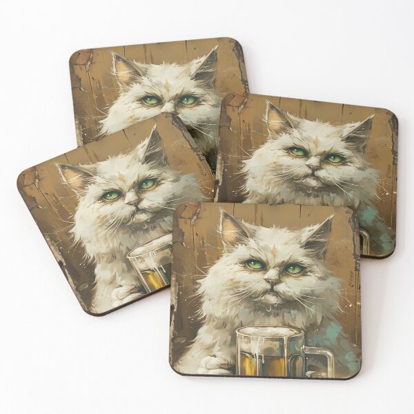 Item preview, Fluffy Tavern White Cat designed and sold by Erika Kaisersot.