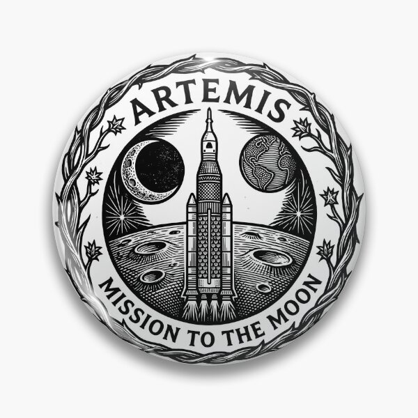 Item preview, Artemis Mission to the Moon Vintage Woodcut Space Art designed and sold by KiwiRider.