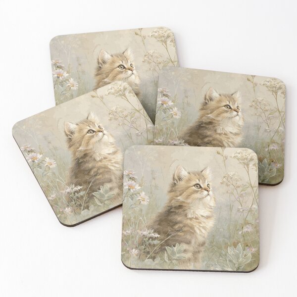 Item preview, Vintage Kitten Jigsaw Puzzle & Wall Art – Cottagecore Botanical Cat for Cat Lovers designed and sold by ArtFairy38.