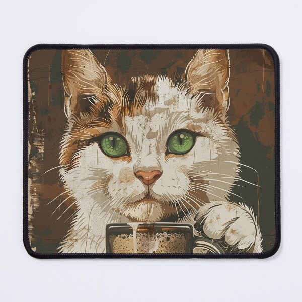 Item preview, Green Eyed Beer Cat designed and sold by Erika Kaisersot.