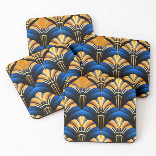 Item preview, Royal Blue And Antique-Golden Art Deco Pattern designed and sold by DEC02.