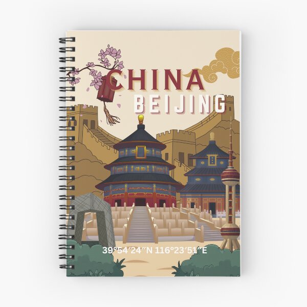 Item preview, Beijing China Travel Poster | Vintage-Inspired Temple of Heaven, Great Wall & Skyline Illustration designed and sold by Magic Love Art Print.