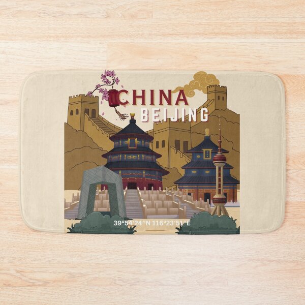 Item preview, Beijing China Travel Poster | Vintage-Inspired Temple of Heaven, Great Wall & Skyline Illustration designed and sold by Magic Love Art Print.