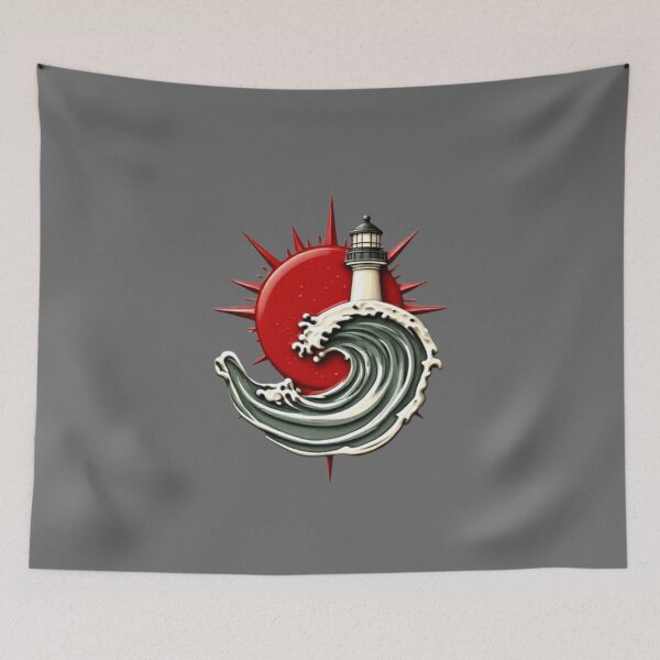 Item preview, Lighthouse with Red Sun & Wave | Elysium Echoes Icon designed and sold by Shift-Bloom.