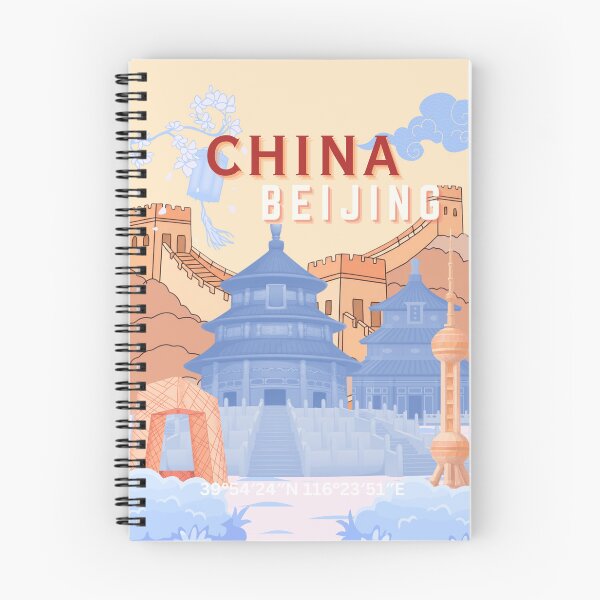 Item preview, Beijing China Travel Poster | Pastel Blue & Peach Cityscape Illustration Art designed and sold by Magic Love Art Print.