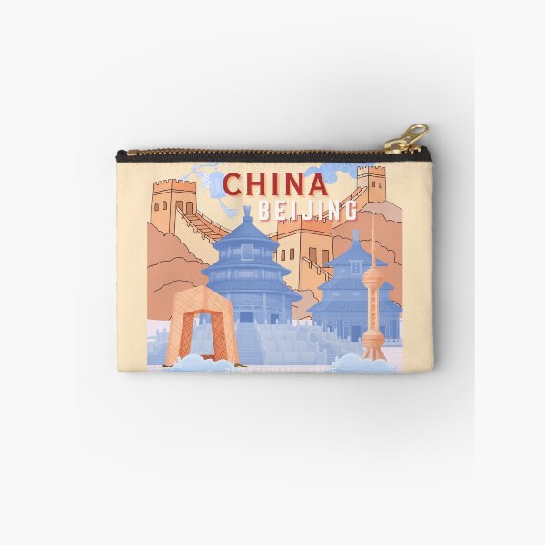 Item preview, Beijing China Travel Poster | Pastel Blue & Peach Cityscape Illustration Art designed and sold by Magic Love Art Print.
