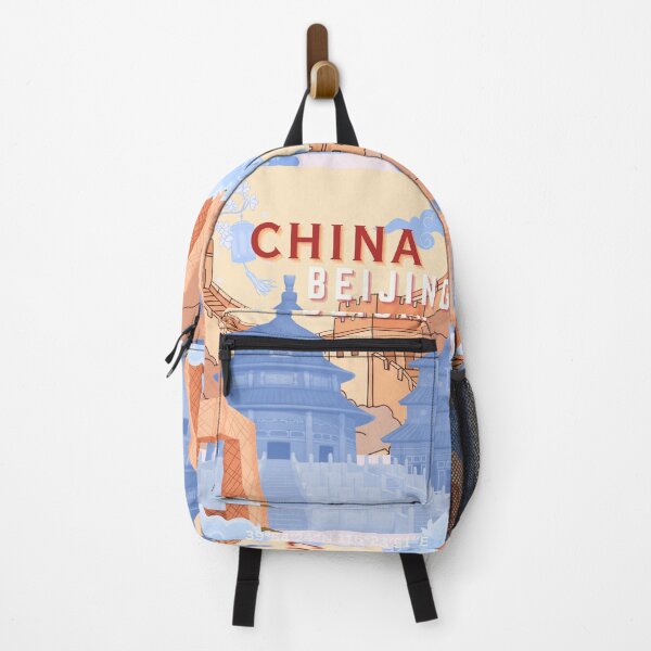 Item preview, Beijing China Travel Poster | Pastel Blue & Peach Cityscape Illustration Art designed and sold by Magic Love Art Print.