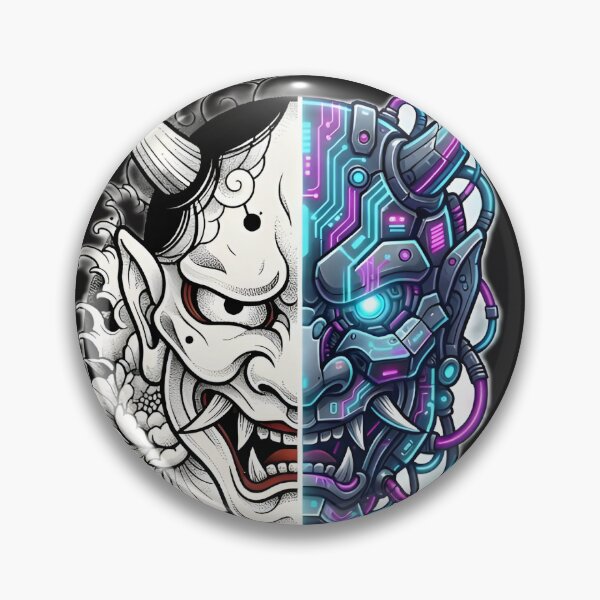 Item preview, Hannya Mask Cyberpunk Tattoo Design | Japanese Neo Traditional Art   designed and sold by Neo Tokio.