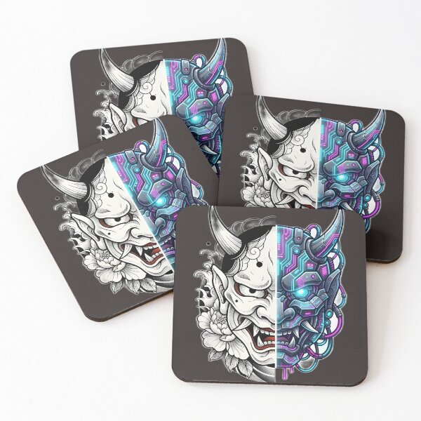 Item preview, Hannya Mask Cyberpunk Tattoo Design | Japanese Neo Traditional Art designed and sold by Neo Tokio.