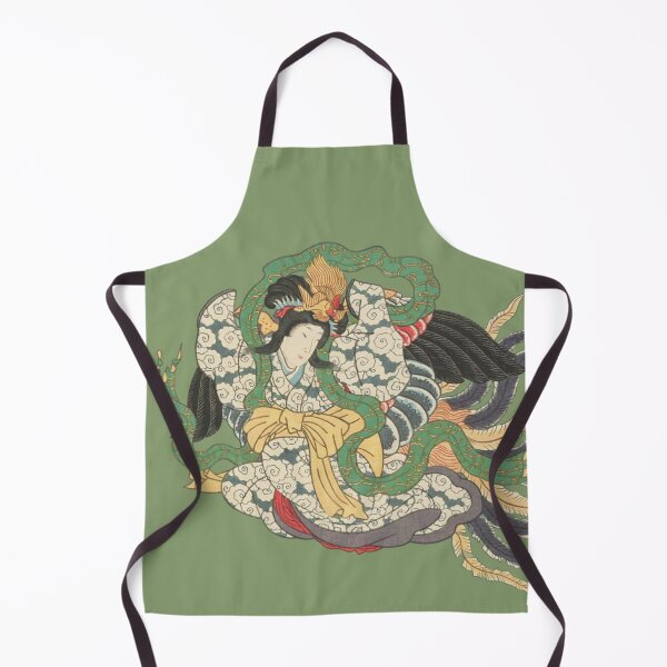 Item preview, Japanese Woman - Mystical - Modern Ukiyo-e - Japandi, Sage Green designed and sold by Black Swallow.