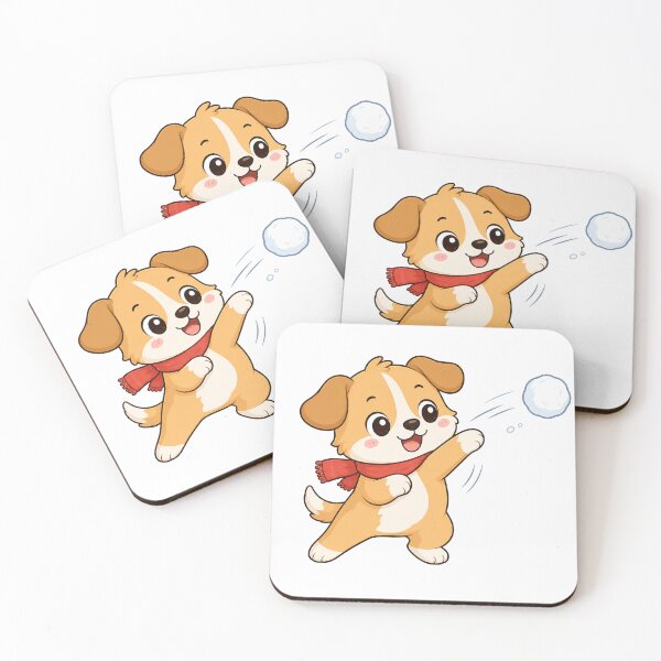 Item preview, Cute Puppy Throwing Snowball Kawaii Cartoon Winter Design designed and sold by Seculinator.