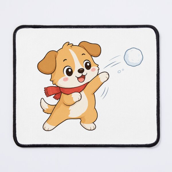 Item preview, Cute Puppy Throwing Snowball Kawaii Cartoon Winter Design designed and sold by Seculinator.