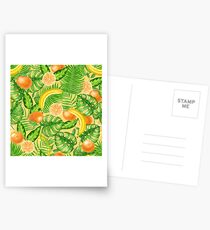 Tangerines, bananas and tropical leaves Postcards