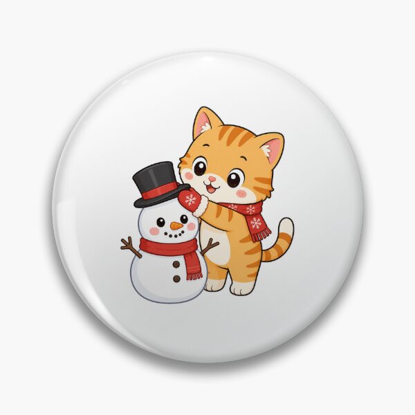 Item preview, Cute Cat Building Snowman Kawaii Cartoon Winter Design designed and sold by Seculinator.