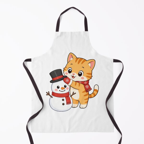 Item preview, Cute Cat Building Snowman Kawaii Cartoon Winter Design designed and sold by Seculinator.