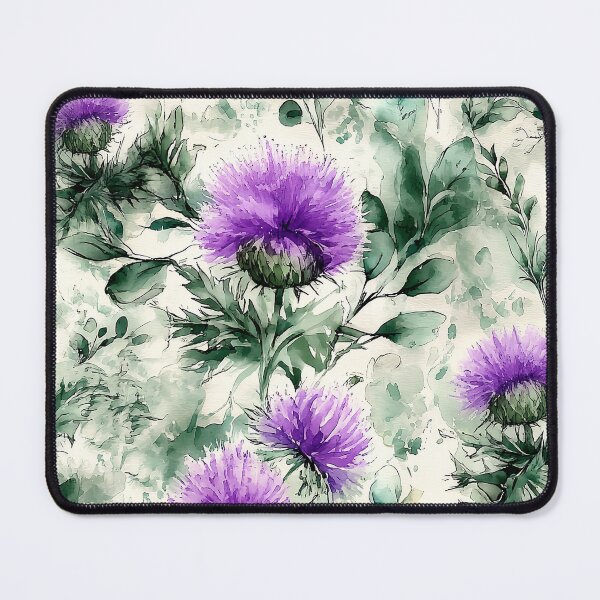 Item preview, Amethyst Highland Thistle and Mint Watercolor Pattern designed and sold by Nine Lives Studio.