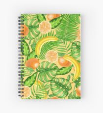 Tangerines, bananas and tropical leaves Spiral Notebook