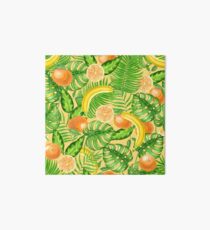 Tangerines, bananas and tropical leaves Art Board