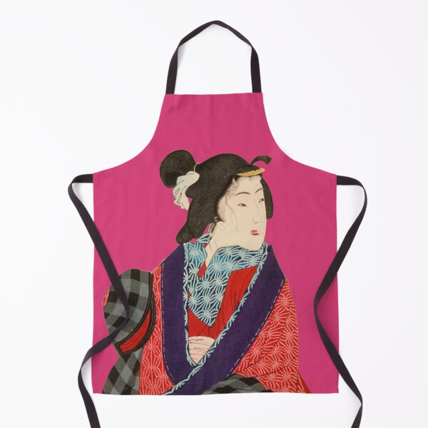 Item preview, Japanese Woman - Modern Ukiyo-e Portrait - Japandi, Hot Pink designed and sold by Black Swallow.