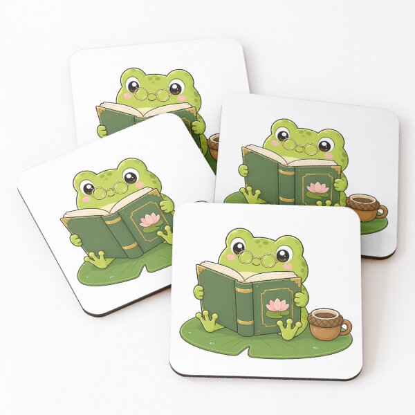 Aperçu de l'œuvre Cute Frog Reading Book Kawaii Cartoon Cozy Reading Design créée et vendue par Seculinator.