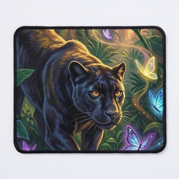 Item preview, Black Panther Magic Jungle Glowing Butterflies Art designed and sold by Pandora´s Box.