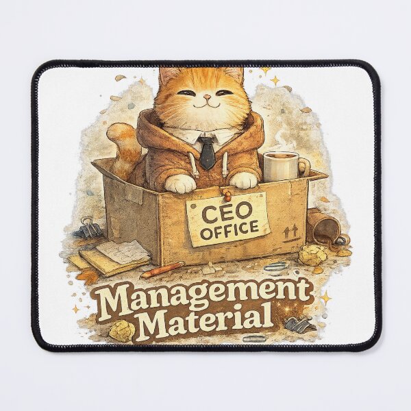 Item preview, Management Material – Funny CEO Cat in Cardboard Box Office Retro designed and sold by NarpLTD.