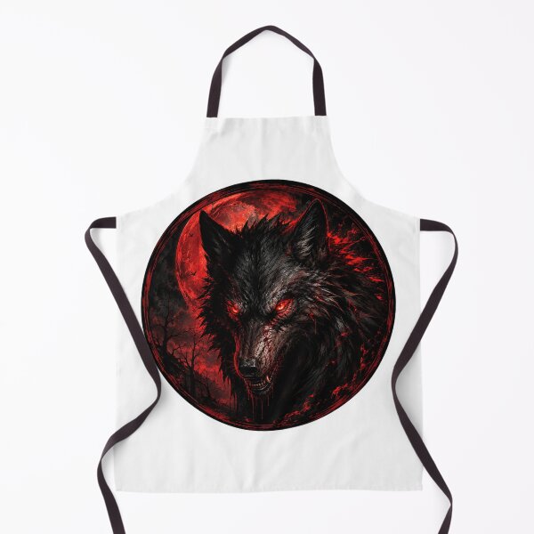 Item preview, Black Wolf with Glowing Red Eyes Under Blood Moon designed and sold by PatternFly.