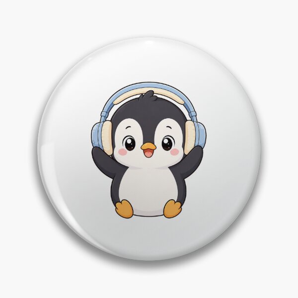 Item preview, Cute Penguin Wearing Headphones Kawaii Cartoon Music Design designed and sold by Seculinator.