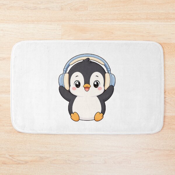 Item preview, Cute Penguin Wearing Headphones Kawaii Cartoon Music Design designed and sold by Seculinator.