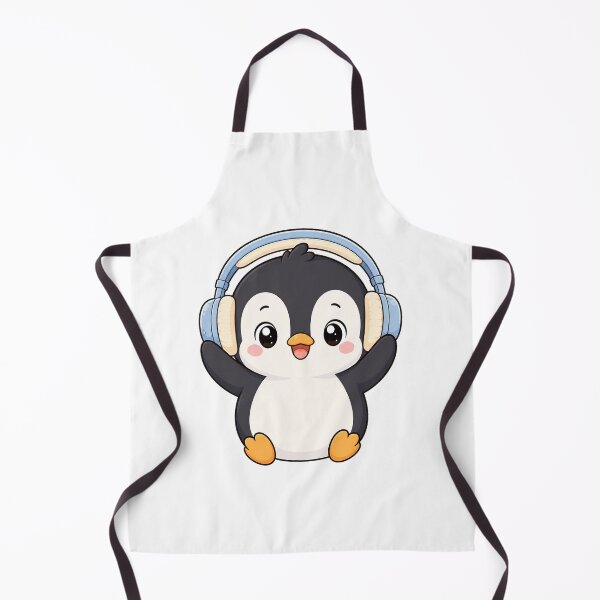 Artikelvorschau, Cute Penguin Wearing Headphones Kawaii Cartoon Music Design entworfen und verkauft von Seculinator.
