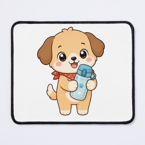 Item preview, Cute Puppy Holding Water Bottle Kawaii Cartoon Hydration Design designed and sold by Seculinator.