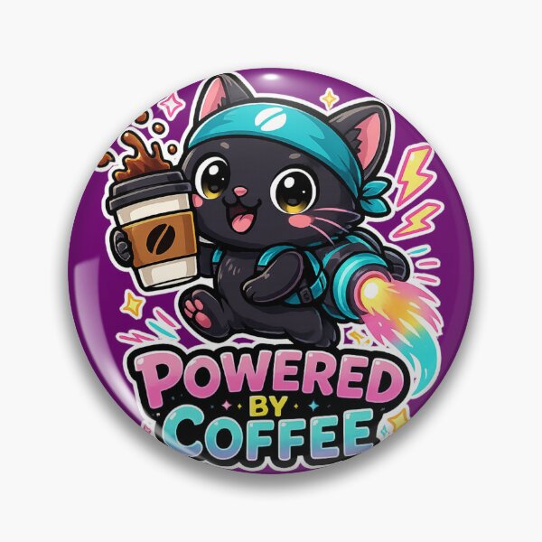 Item preview, Cute Black Cat Powered By Coffee designed and sold by Houldi.
