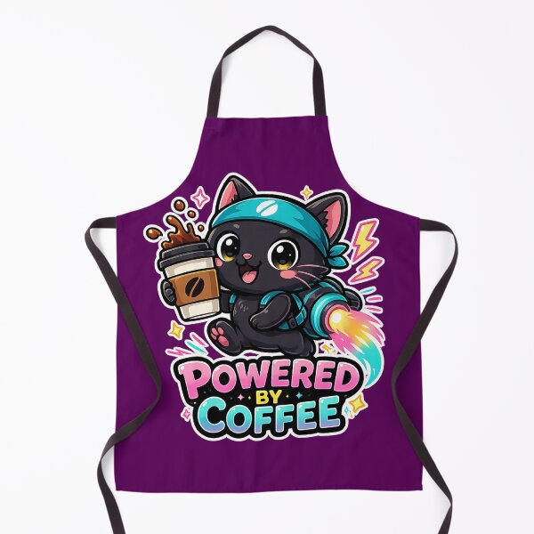 Item preview, Cute Black Cat Powered By Coffee designed and sold by Houldi.