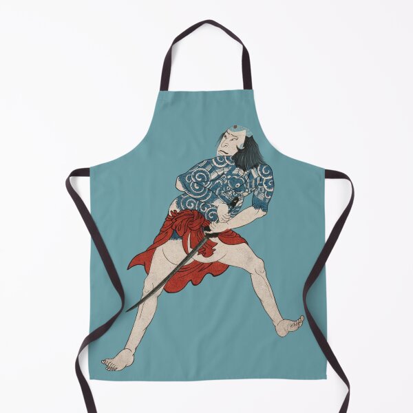 Item preview, Japanese Tattoo Art - Warrior Portrait - Modern Ukiyo-e - Japandi, Slate Blue designed and sold by Black Swallow.