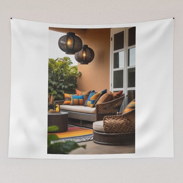 Item preview, Interior - Afro-Bohemian Living Room, Warm and Eclectic Glow designed and sold by Reverso-Design.