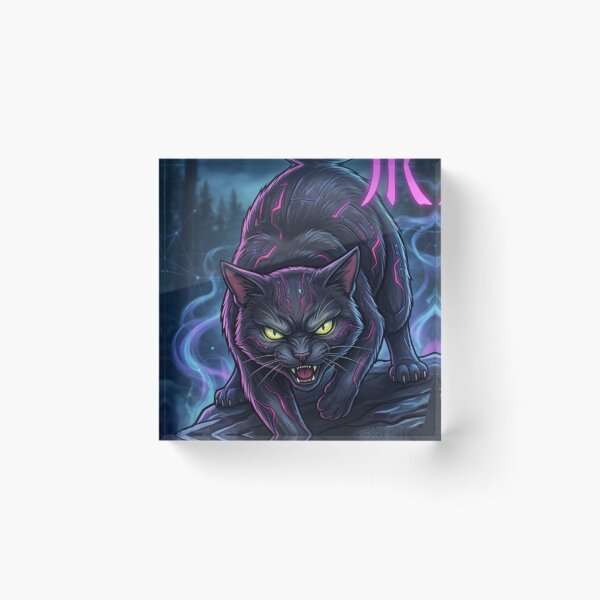 Item preview, Cyberpunk Neon Black Cat Goldfish Bowl Magic designed and sold by Pandora´s Box.