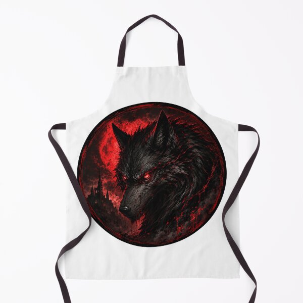 Item preview, Black Wolf with Glowing Red Eyes Under Blood Moon designed and sold by PatternFly.