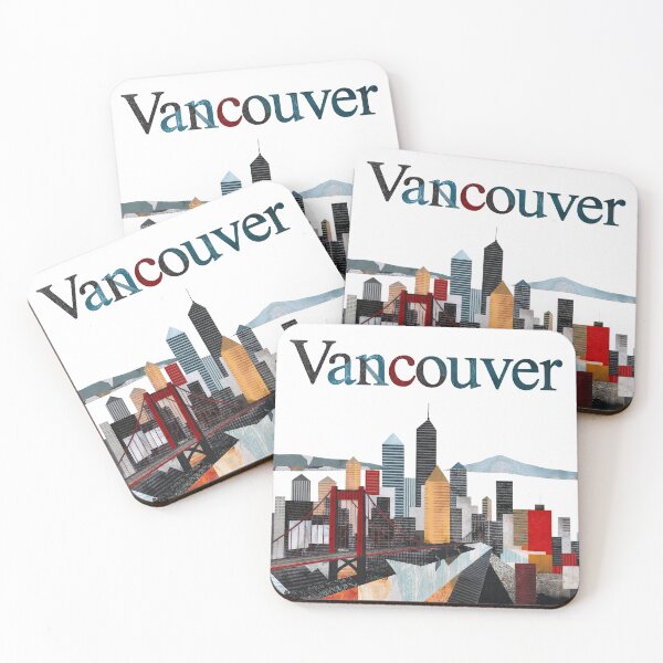 Item preview, Vancouver Canada Skyline Art - Minimalist Cityscape Travel Poster designed and sold by OzzFrequency.