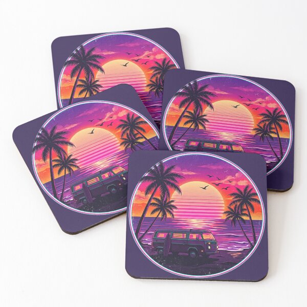 Item preview, Retro 80s Beach Van Synthwave Sunset Palm Trees Vaporwave designed and sold by Arobinoz.