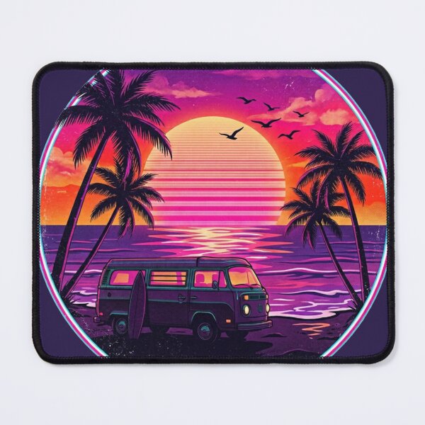 Item preview, Retro 80s Beach Van Synthwave Sunset Palm Trees Vaporwave designed and sold by Arobinoz.
