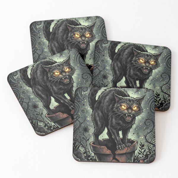 Item preview, Gothic Angry Black Cat Broken Flower Pot Night designed and sold by Pandora´s Box.