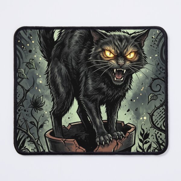 Item preview, Gothic Angry Black Cat Broken Flower Pot Night designed and sold by Pandora´s Box.