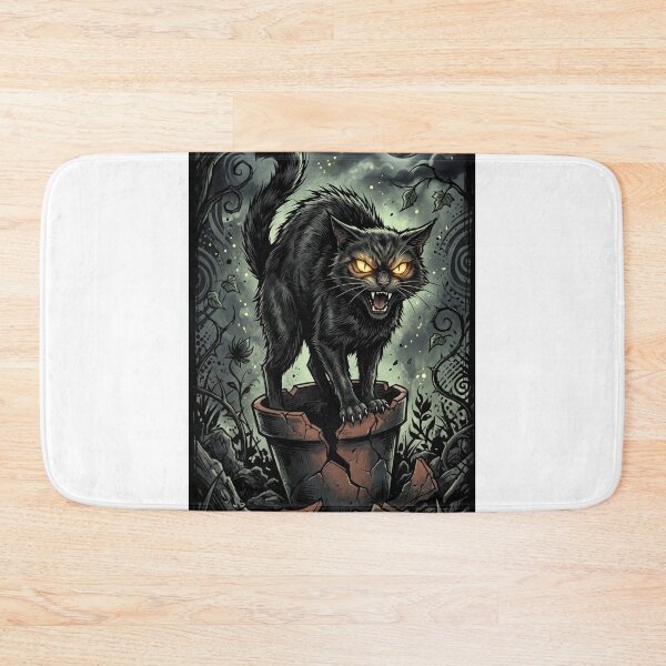 Item preview, Gothic Angry Black Cat Broken Flower Pot Night designed and sold by Pandora´s Box.