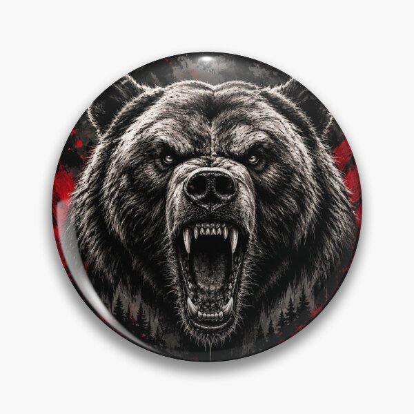 Item preview, Roaring Grizzly Bear, Angry Wild Bear, Black and White designed and sold by PatternFly.